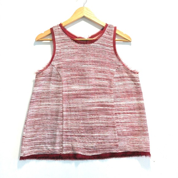 Vanessa Virginia Tops - Anthropologie Indira Tank Top  Red White Striped Textured Tank Top Shell Size M